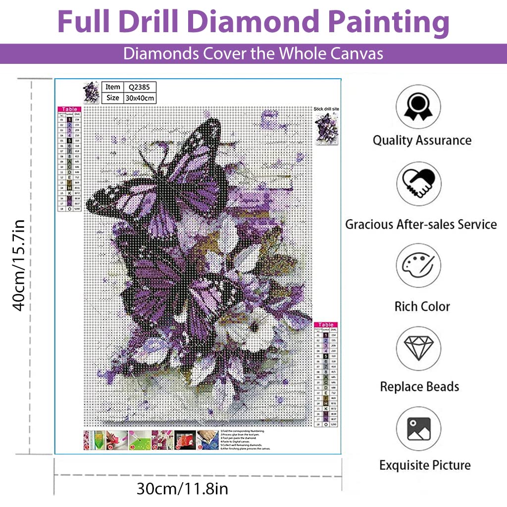 HASTHIP Diamond Painting Kit, 5D Diamond Painting Kit for Adults & Kids, 12x16inch DIY 5D Round Full Drill Butterfly Diamond Art, Very Suitable for Home Leisure and Wall Decoration HASTHIP Diamond Painting Kit, 5D Diamond Painting Kit for Adults & Kids, 12x16inch DIY 5D Round Full Drill Butterfly Diamond Art, Very Suitable for Home Leisure and Wall Decoration